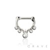 MULTI GEM CZ TEAR DROP SEPTUM HINGED CLICKER